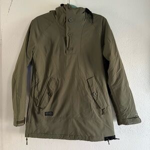 L1 Premium Goods Longline Insulated Snowboard Ski Anorak Jacket Olive Green